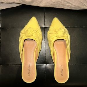 Yellow suede flats, size 8